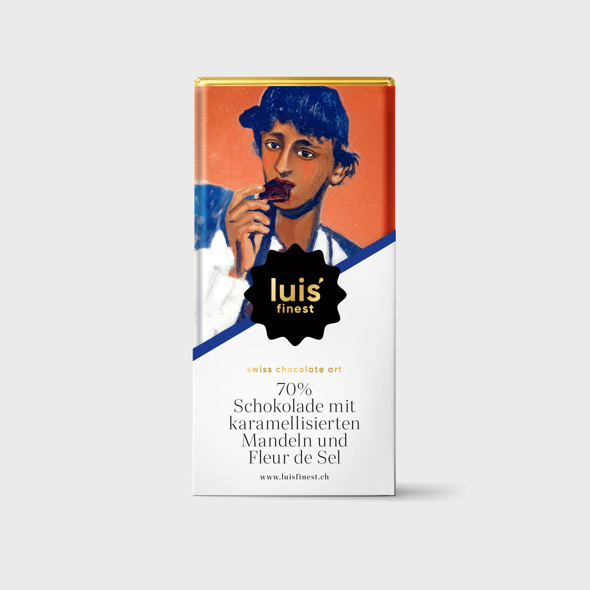70% Schokolade mit karamellisierten Mandeln und Fleur de Sel